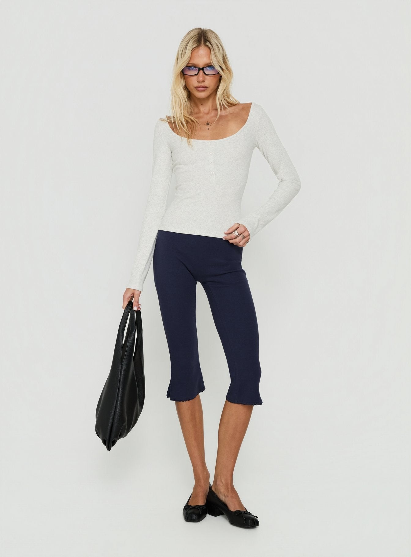 Baseline Rib Capri Pants Navy view 3