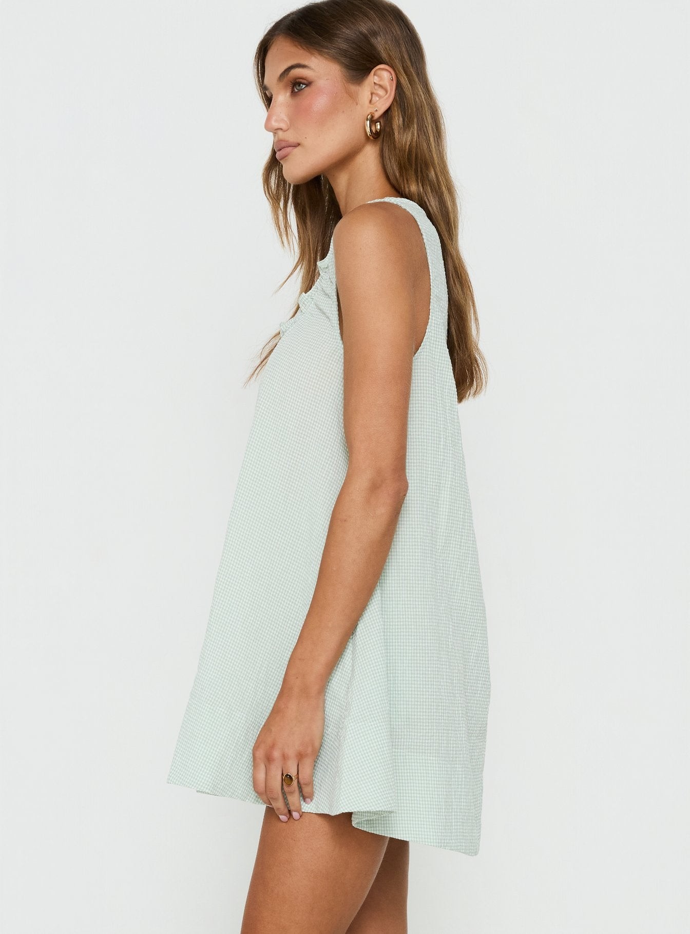 Eberta Frill Detail Swing Mini Dress Check view 4