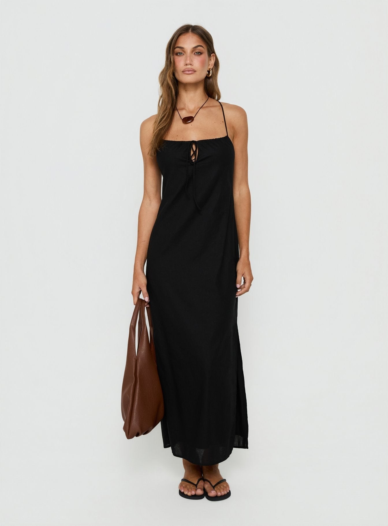 Selorra Tie Detail Maxi Dress Black
